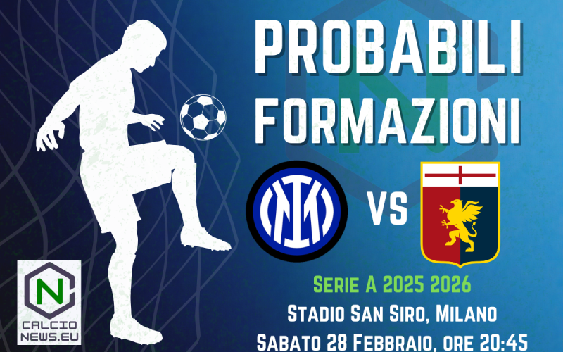 Serie A, le probabili formazioni di Inter-Genoa