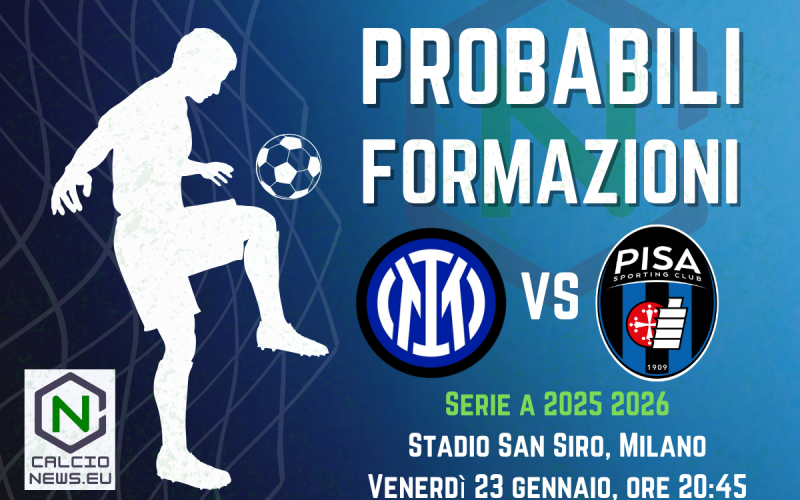 Serie A, le probabili formazioni di Inter-Pisa