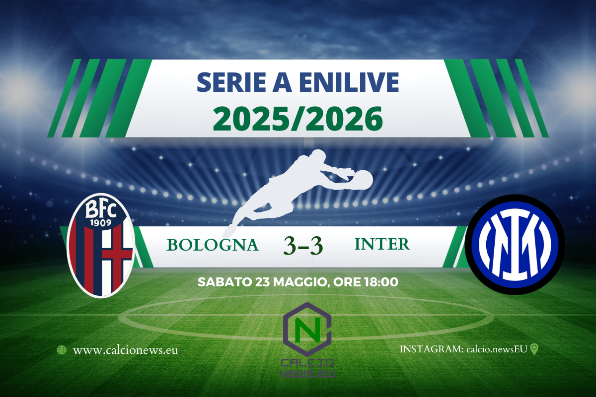 Il tabellino di Bologna – Inter 3-3, spettacolo al Dall’Ara