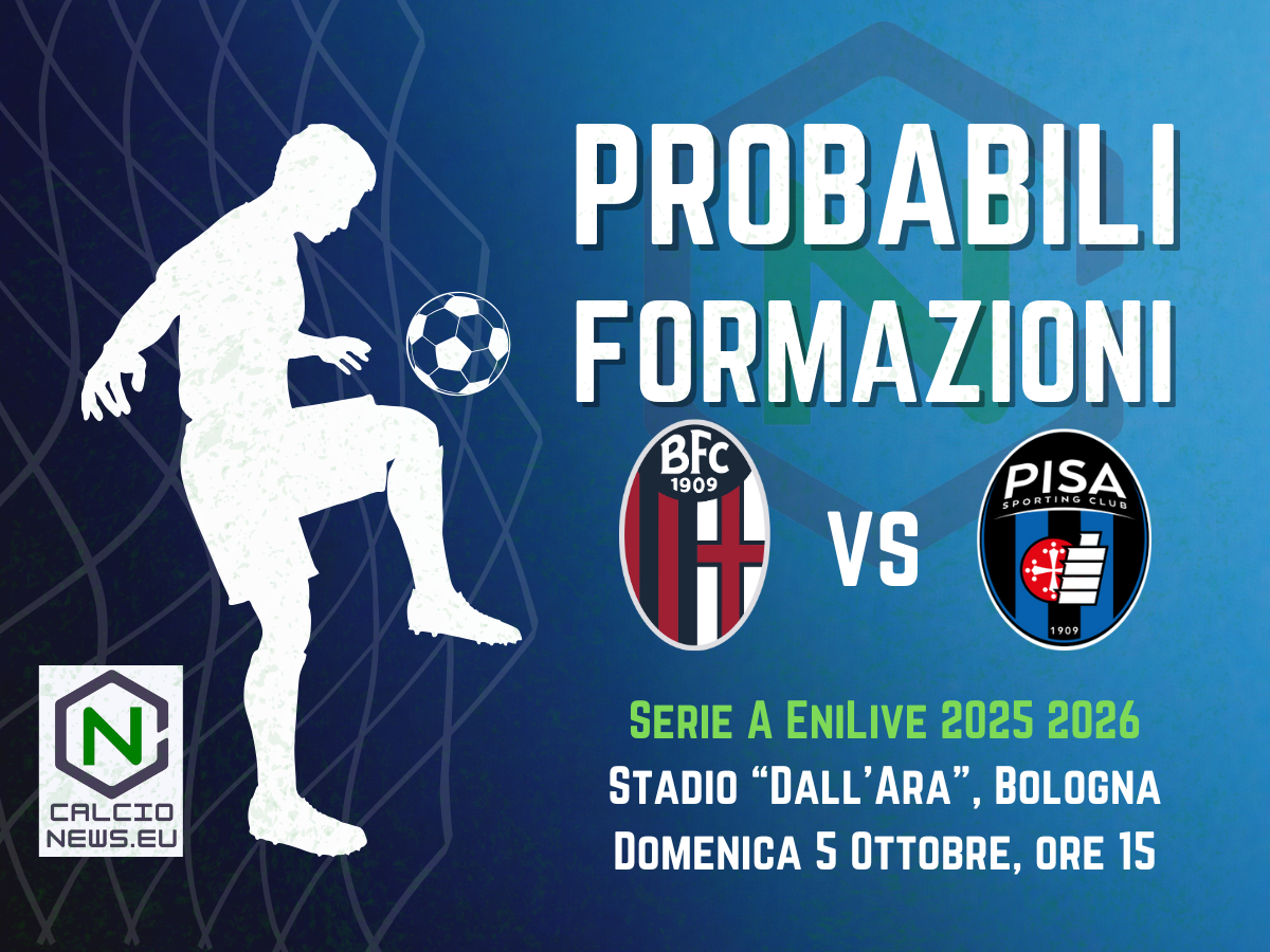 Serie A, le probabili formazioni di Bologna-Pisa