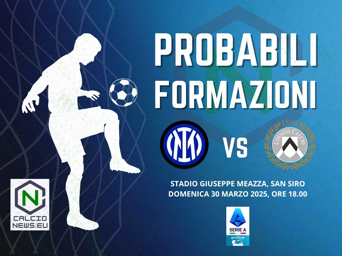 Serie A, le probabili formazioni di Inter Udinese