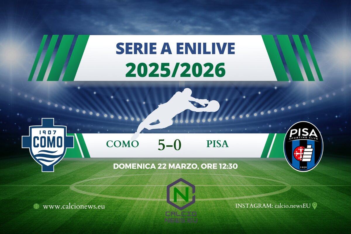 Il Como fa cinquina: tabellino di Como Pisa 5-0