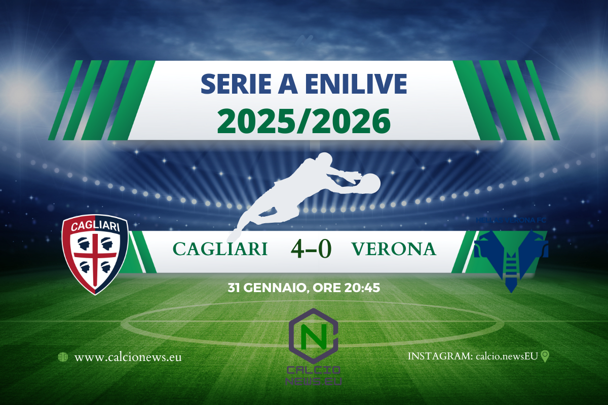Il Cagliari fa poker e sovrasta il Verona 4-0: il tabellino