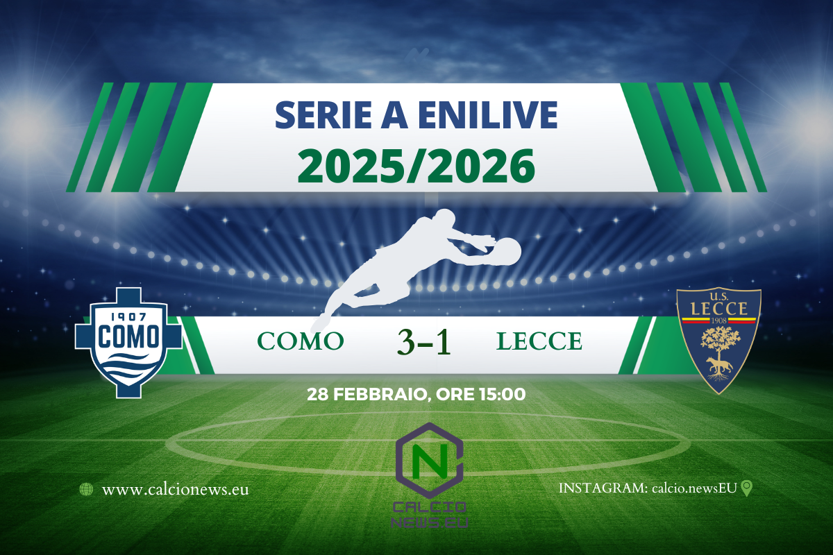 I lariani non mollano il treno Champions: il tabellino di Como Lecce 3-1