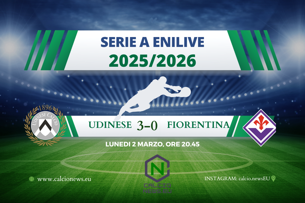 Udinese-Fiorentina 3-0: sprofondo Viola, super bianconeri