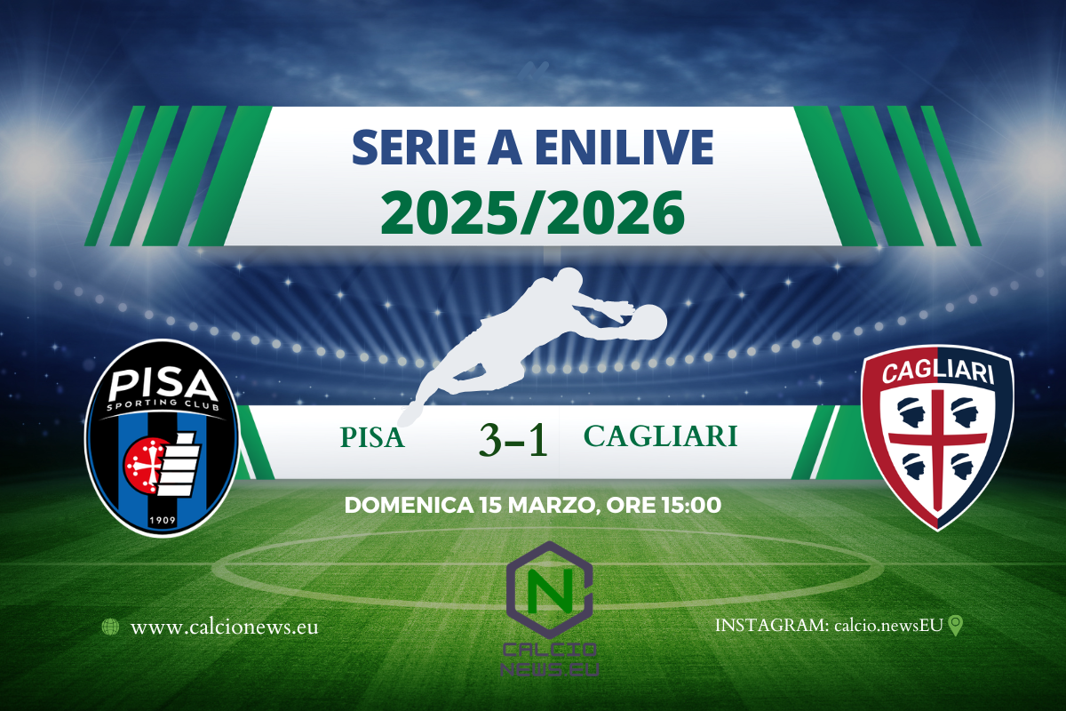 Pisa – Cagliari 3-1: il tabellino del match