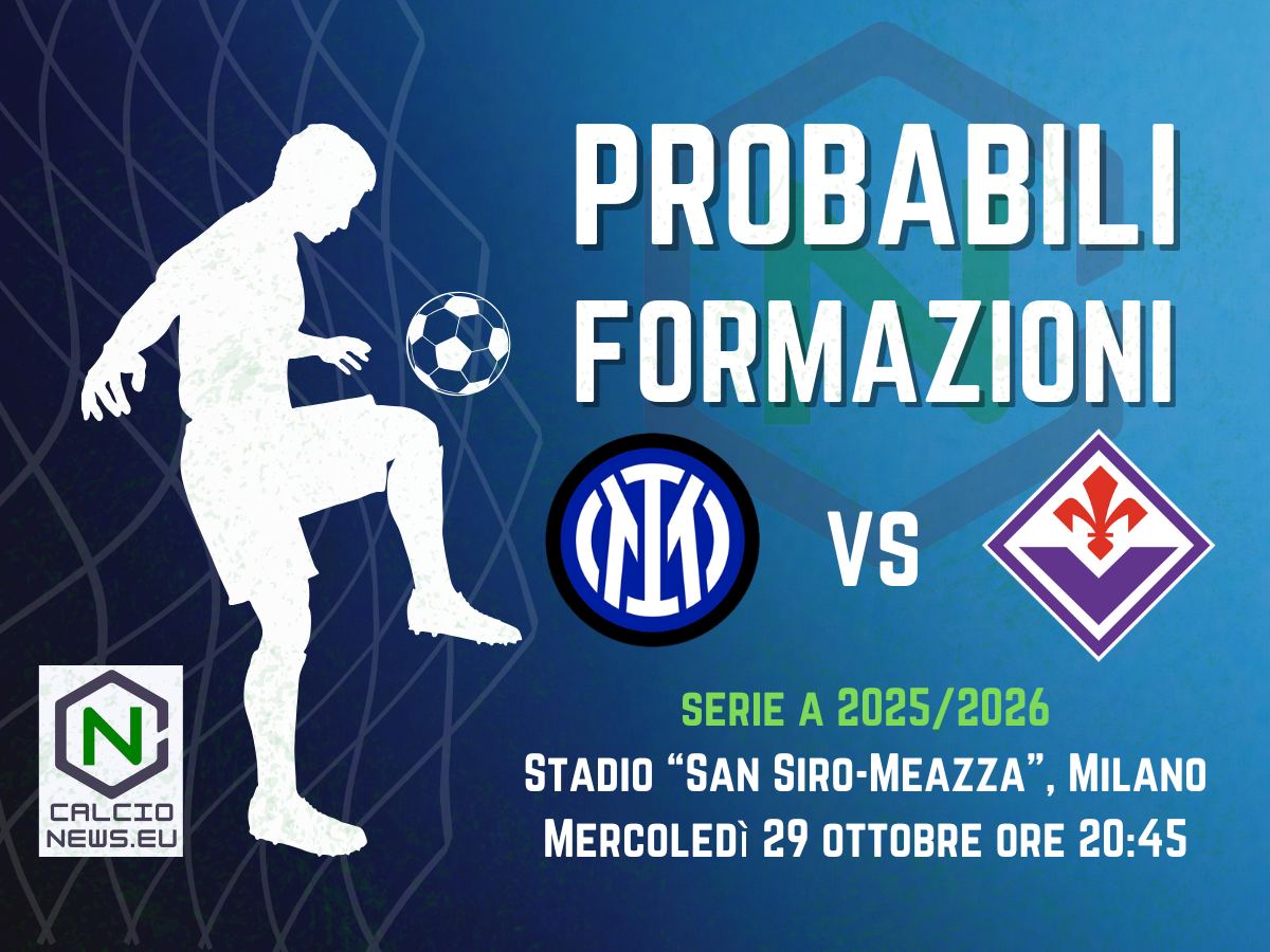 Serie A, le probabili formazioni di Inter-Fiorentina