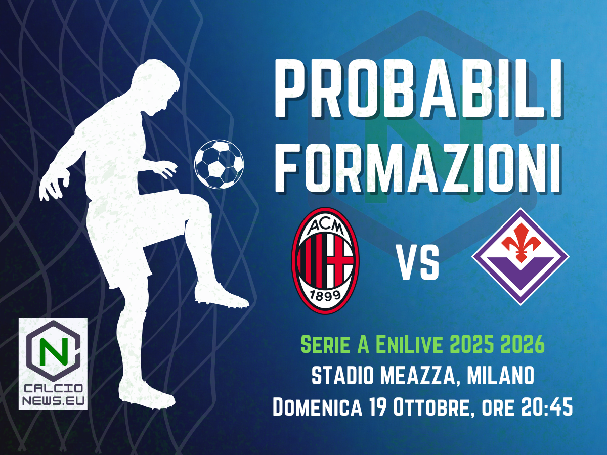 Serie A, le probabili formazioni di Milan-Fiorentina