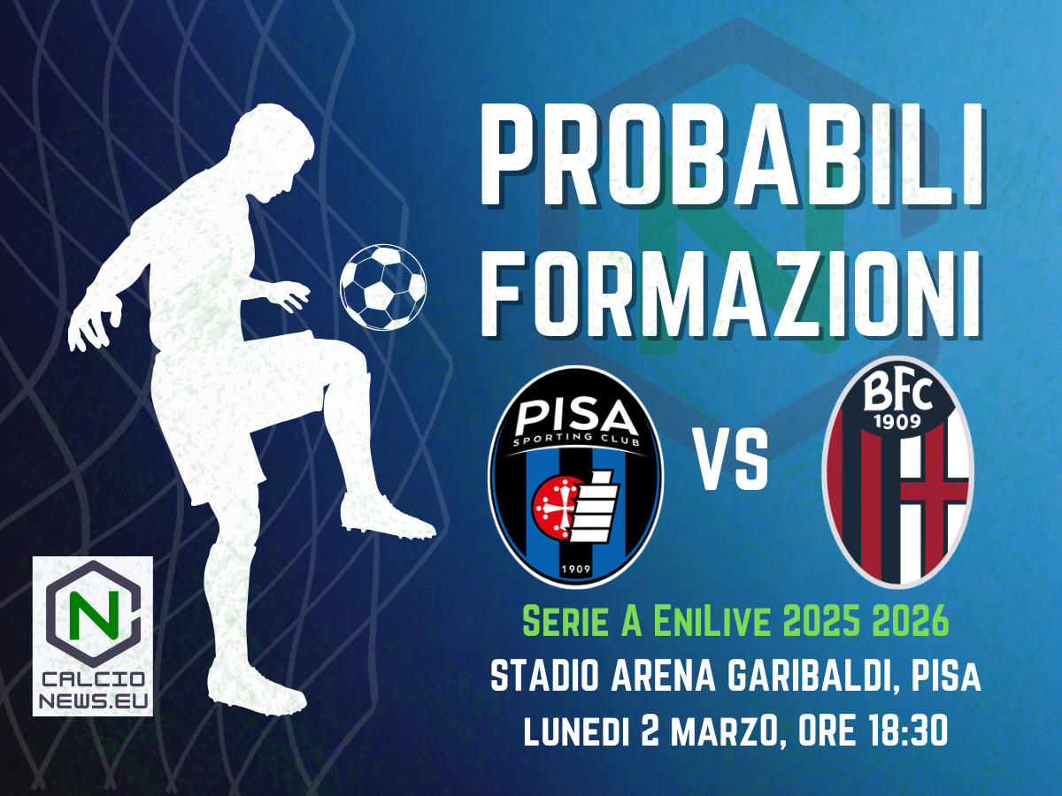 Pisa-Bologna: le probabili formazioni del posticipo di Serie A