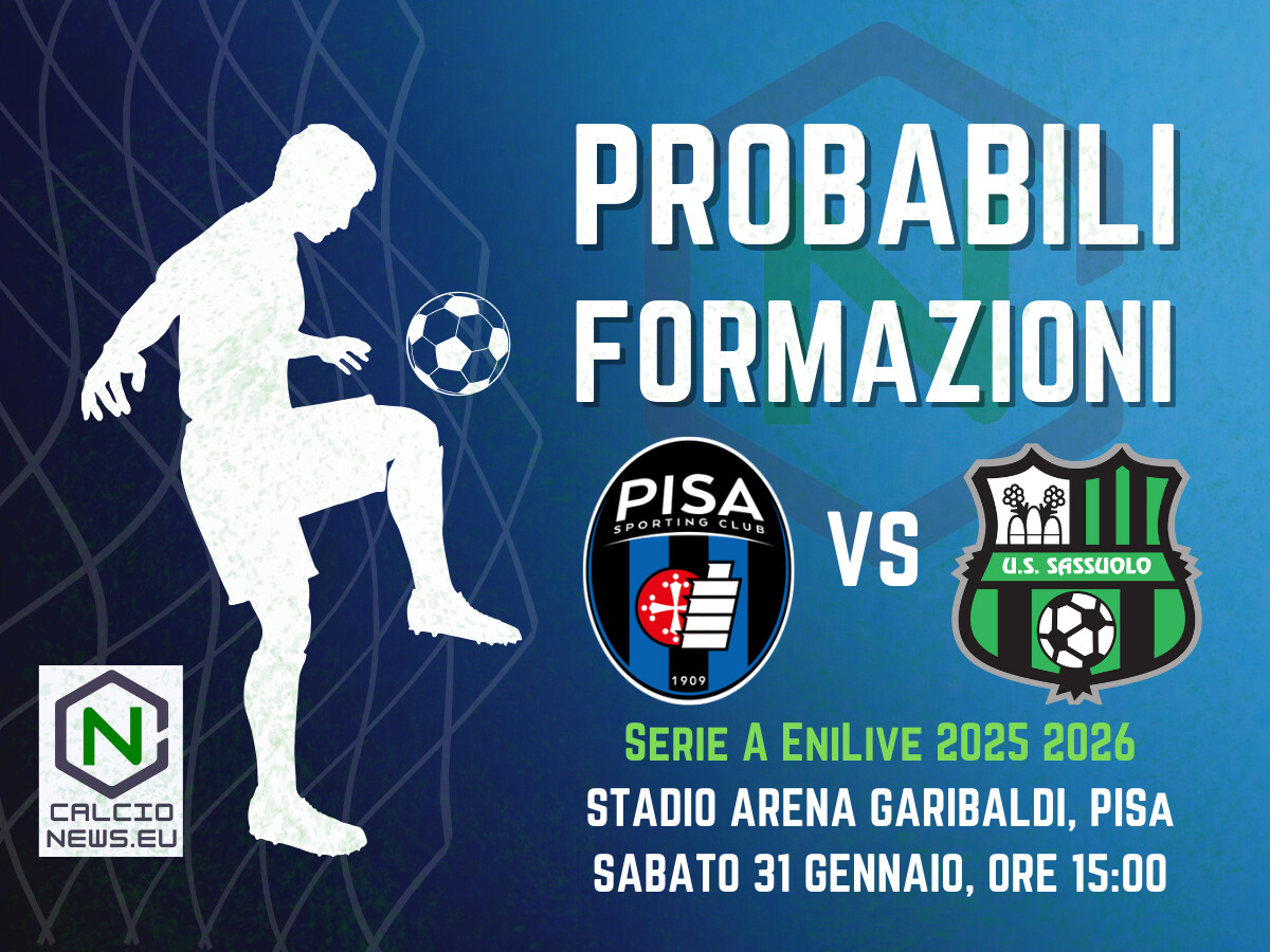 Serie A, le probabili formazioni di Pisa-Sassuolo