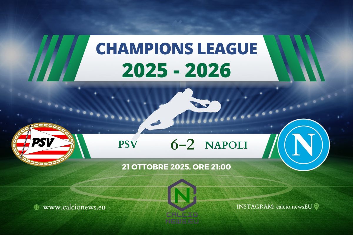 Champions League, PSV-Napoli 6-2: umiliazione totale per gli azzurri a Eindhoven