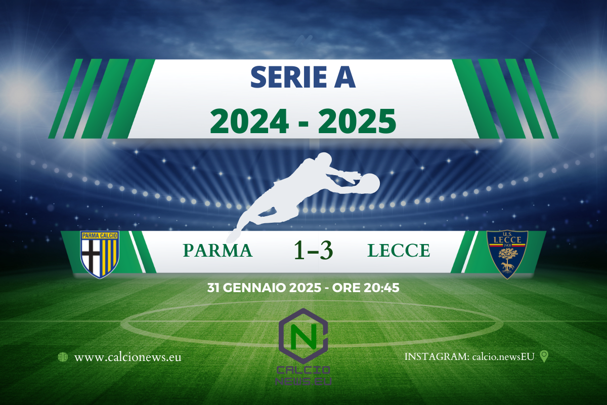Lecce corsaro a Parma, al Tardini finisce 1-3: il tabellino del match