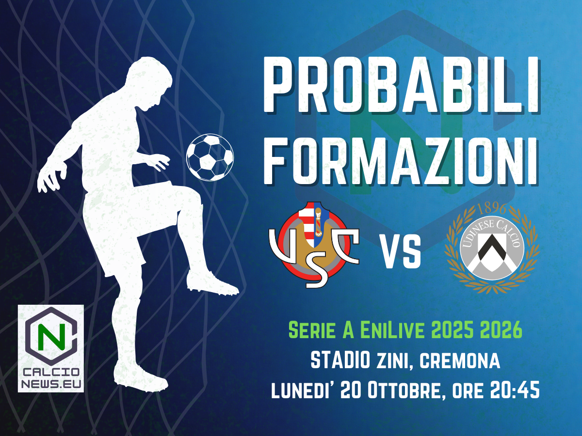 Serie A, le probabili formazioni di Cremonese-Udinese
