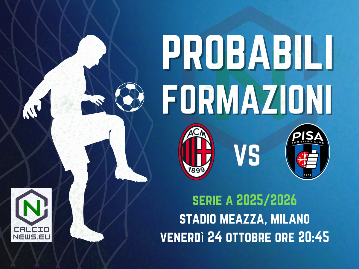 Serie A, le probabili formazioni di Milan-Pisa