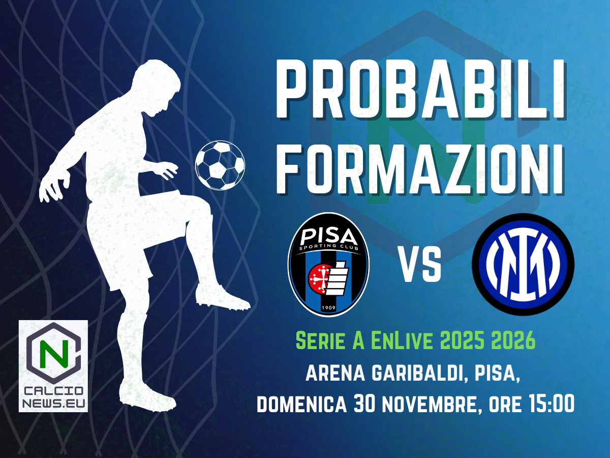 Serie A, le probabili formazioni di Pisa-Inter