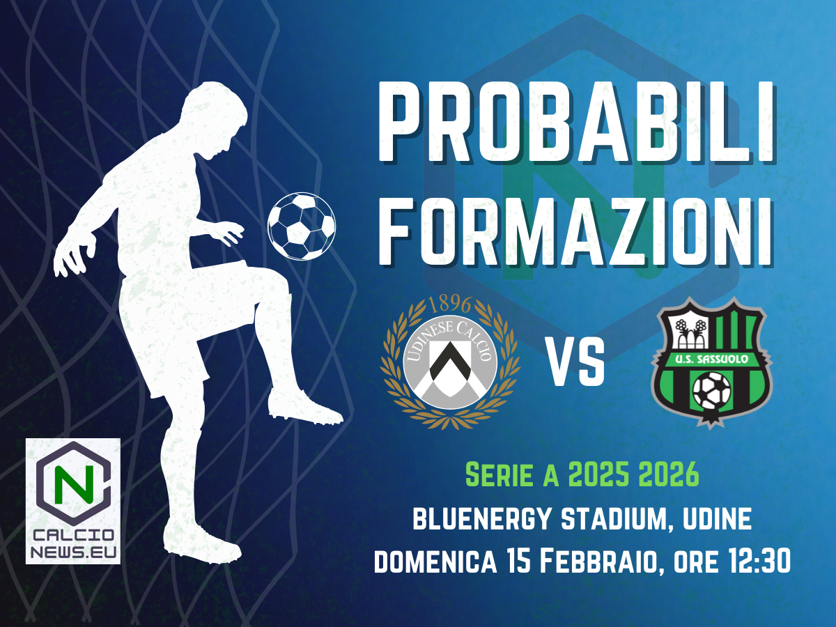 Serie A, le probabili formazioni di Udinese-Sassuolo