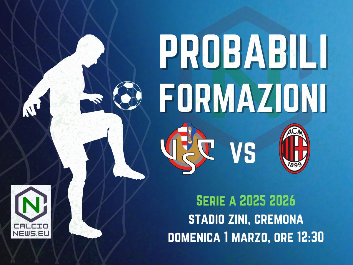 Serie A, le probabili formazioni di Cremonese-Milan