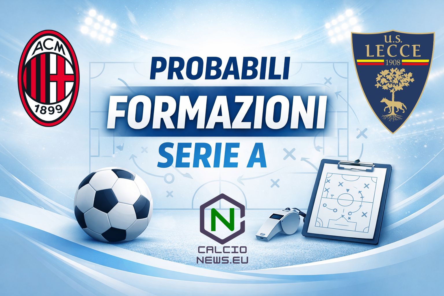 Probabili formazioni Milan Lecce, i rossoneri cercano continuità