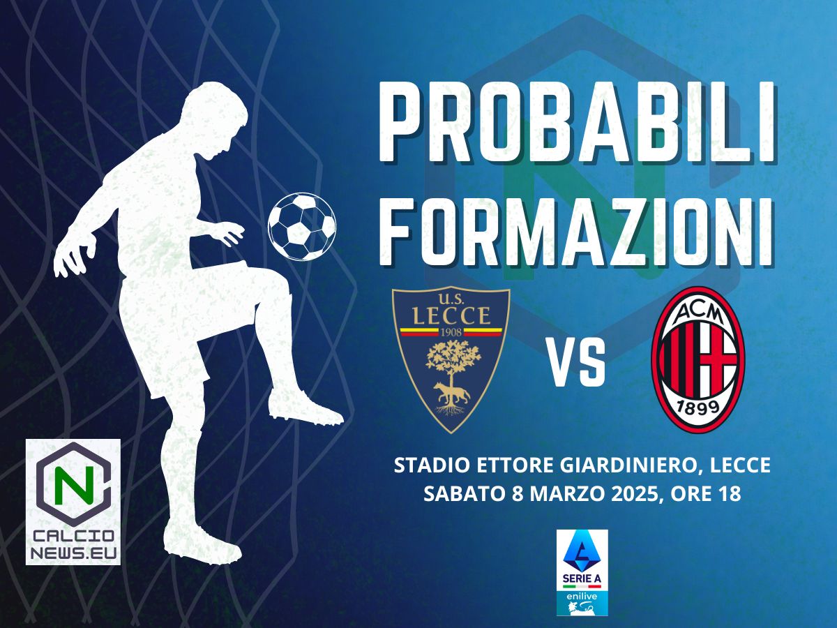 Serie A, probabili formazioni Lecce Milan: torna Tomori, out Musah
