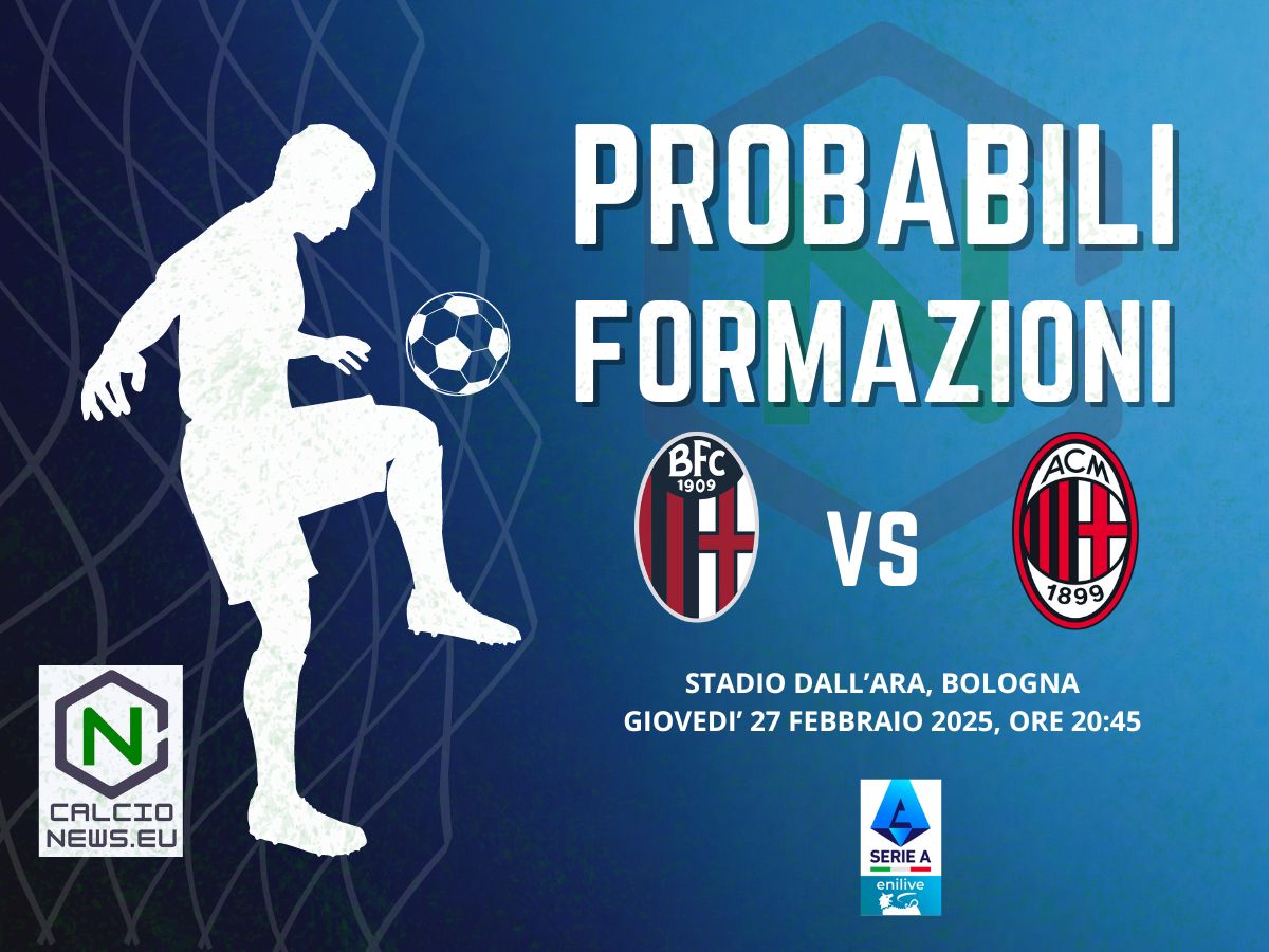 Serie A, le probabili formazioni di Bologna Milan: recupero della 9^ giornata