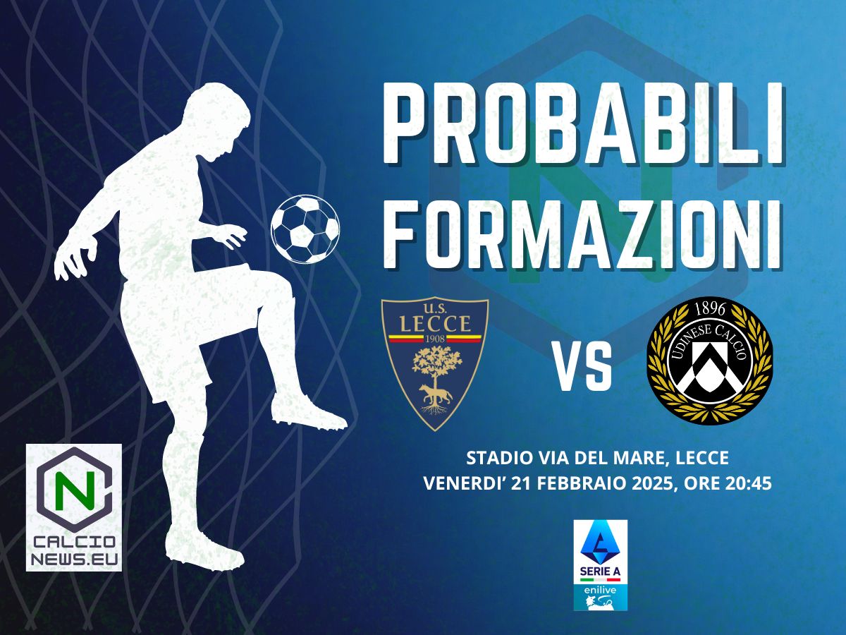 Serie A, le probabili formazioni di Lecce Udinese