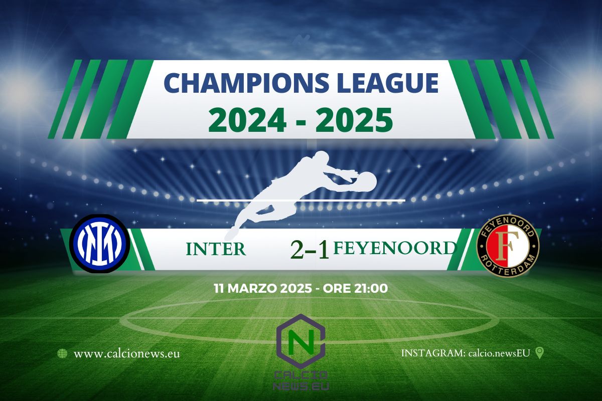 Champions League, Inter Feyenoord 2 1: Thuram e Calhanoglu firmano l’accesso ai quarti