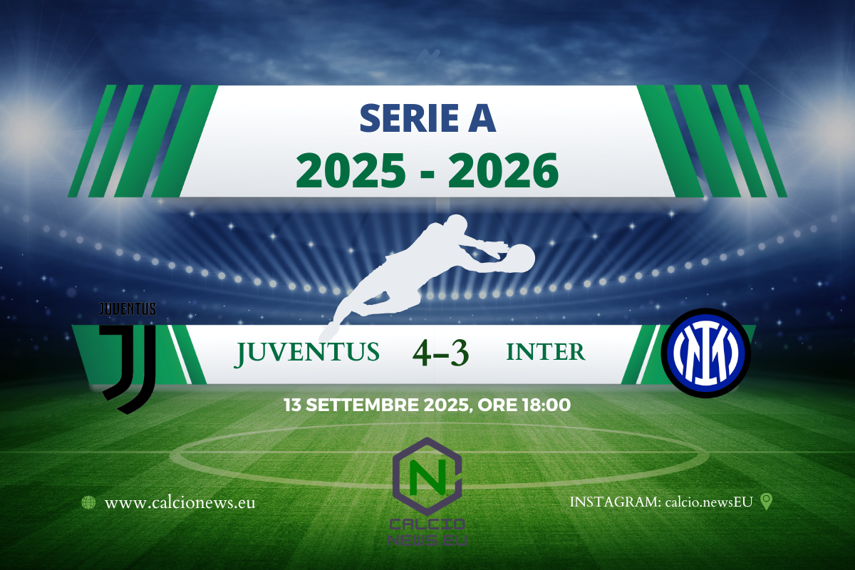 Serie A, Juventus Inter 4-3: Derby d’Italia pirotecnico, Adzic regala i 3 punti a Tudor