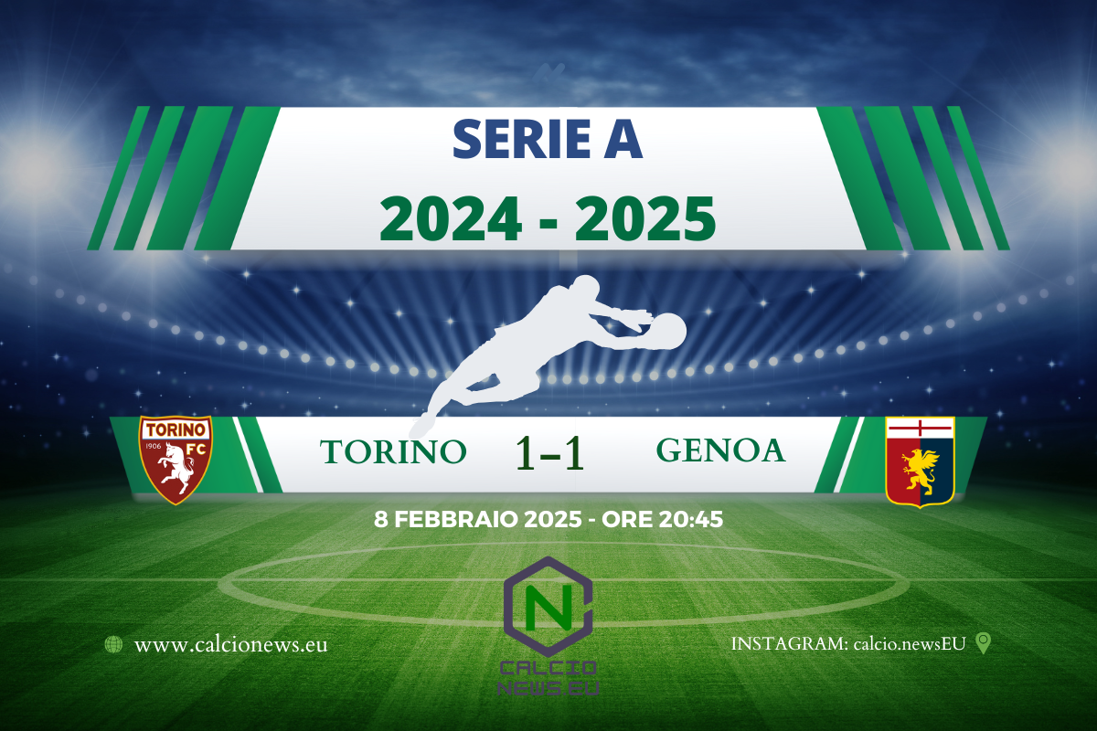 Serie A, Torino Genoa 1-1: il tabellino del match