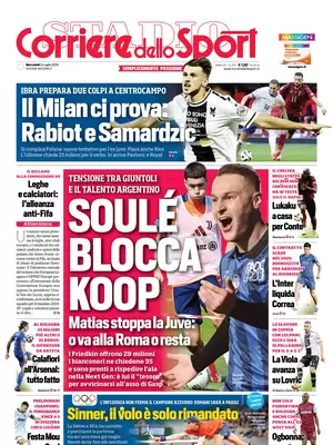 Prima pagina Corriere dello Sport (24 luglio 2024)