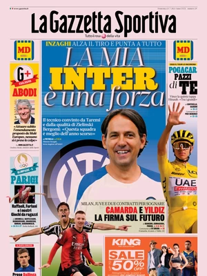 Prima pagina La Gazzetta dello Sport (21 luglio 2024)