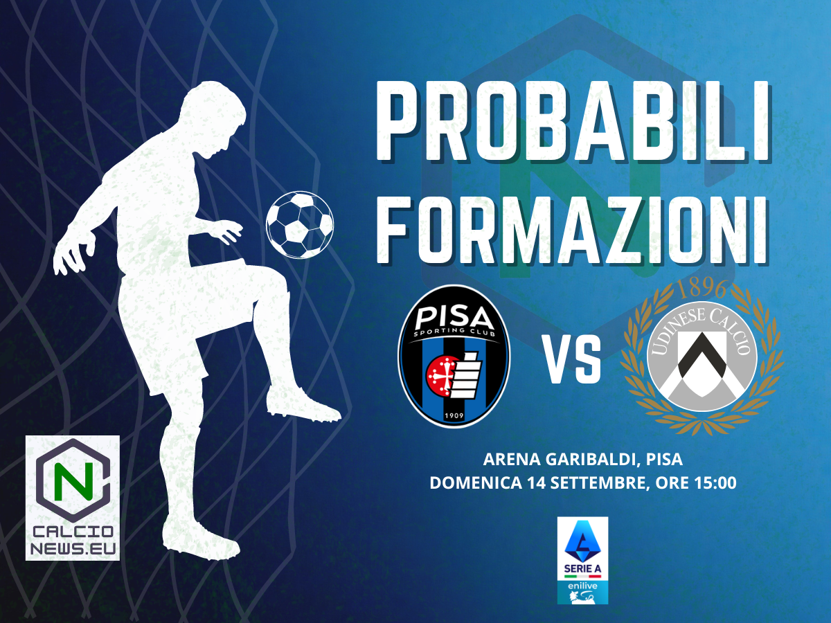 Serie A, le probabili formazioni di Pisa Udinese