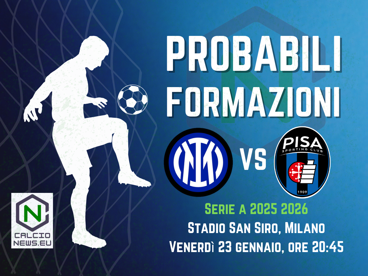 Serie A, le probabili formazioni di Inter-Pisa