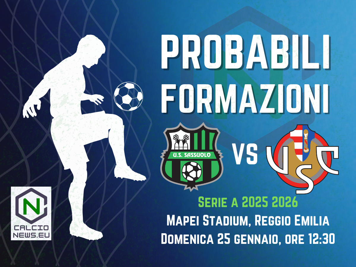 Serie A, le probabili formazioni di Sassuolo-Cremonese