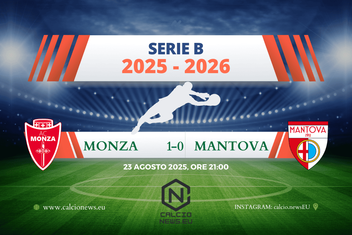Serie B, Monza Mantova 1-0: il tabellino