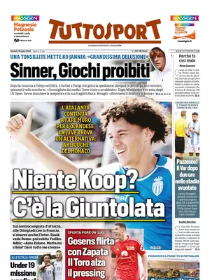 Prima pagina Tuttosport (25 luglio 2024)