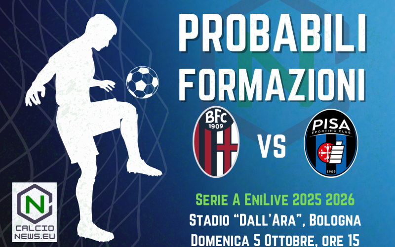 Serie A, le probabili formazioni di Bologna-Pisa