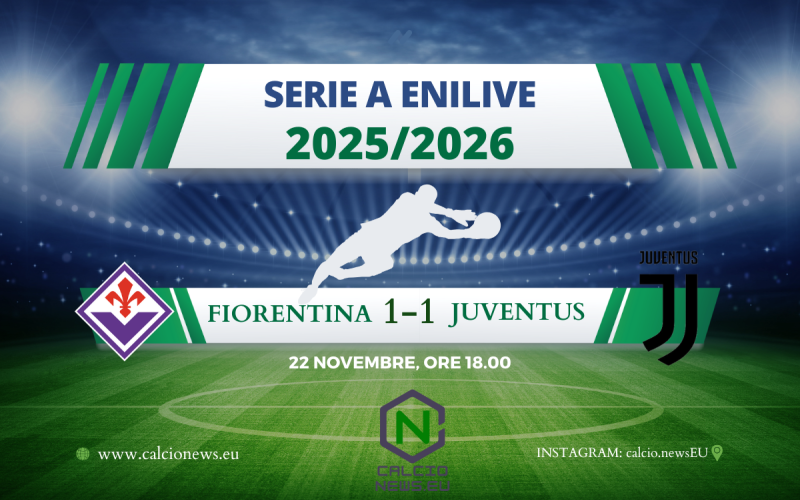 Fiorentina-Juventus 1-1: il tabellino di un pareggio che non soddisfa nessuno