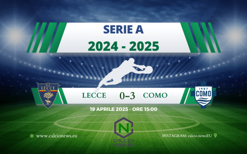 Serie A, il Lecce sprofonda al Via del Mare: con il Como termina 0-3