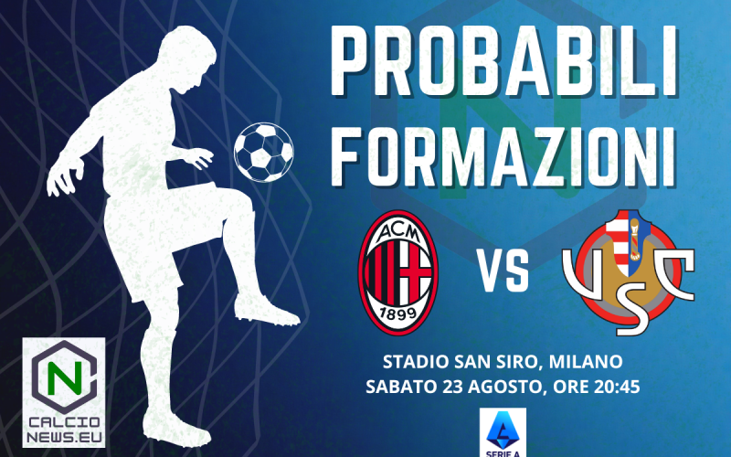 Serie A, le probabili formazioni di Milan Cremonese
