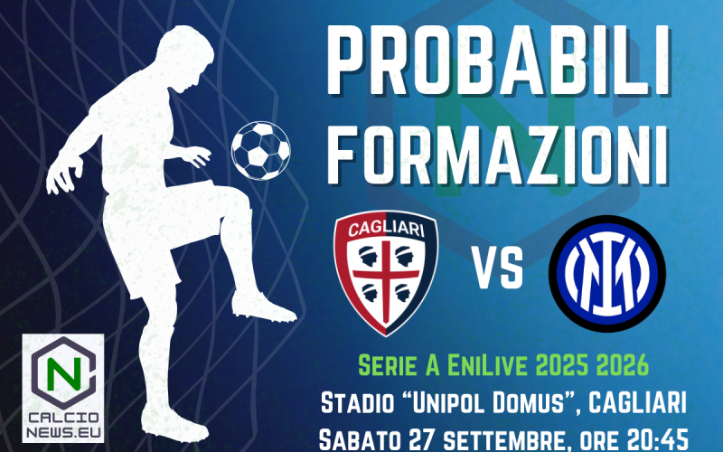 Serie A, le probabili formazioni di Cagliari Inter