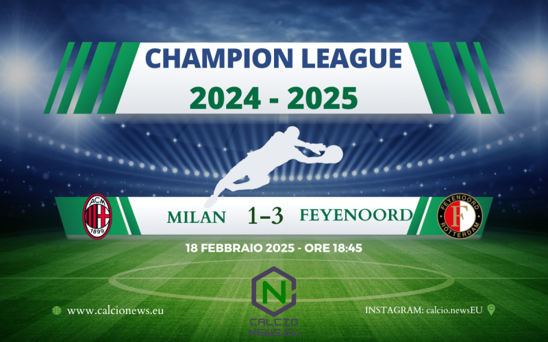 Milan Feyenoord 1-1: una follia di Theo manda all’inferno i rossoneri