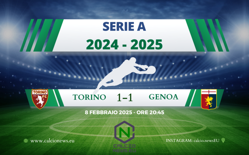 Serie A, Torino Genoa 1-1: il tabellino del match