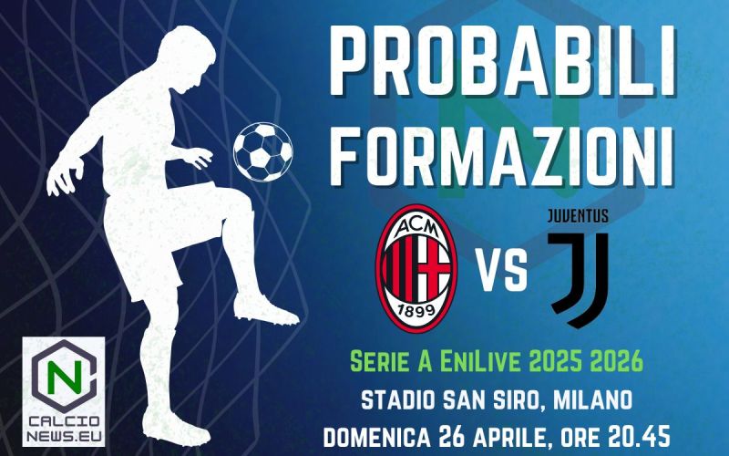 Serie A, le probabili formazioni di Milan Juventus