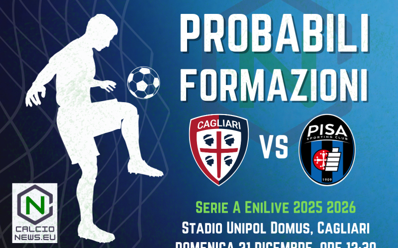 Serie A, le probabili formazioni di Cagliari-Pisa
