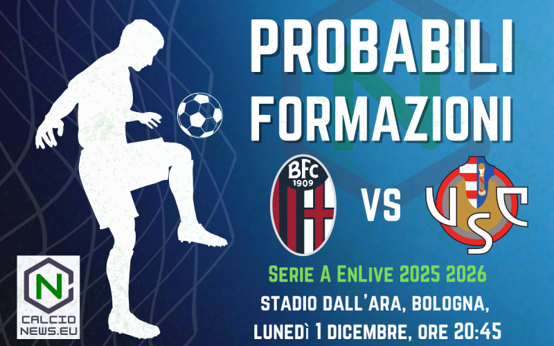 Serie A, le probabili formazioni di Bologna-Cremonese