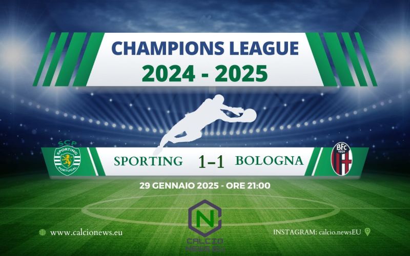 Champions League, il Bologna chiude con un pari: con lo Sporting è 1-1