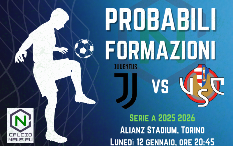 Juventus-Cremonese, le probabili formazioni del match di Serie A
