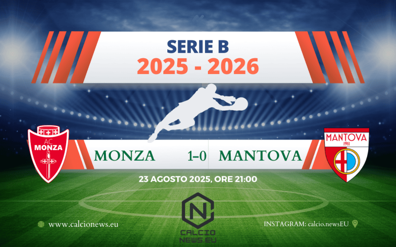 Serie B, Monza Mantova 1-0: il tabellino