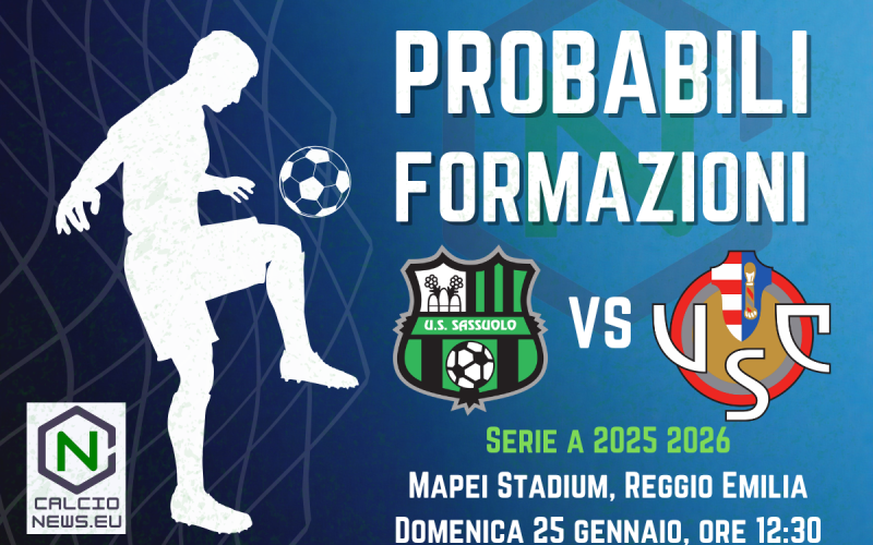 Serie A, le probabili formazioni di Sassuolo-Cremonese