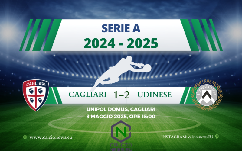 Serie A, l’Udinese batte il Cagliari in trasferta e scaccia la crisi
